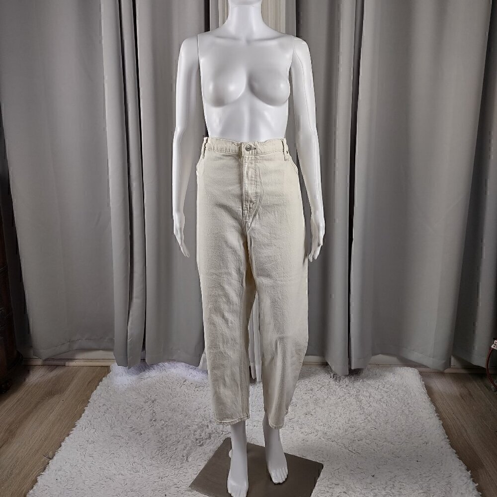 Abercrombie & Fitch The Ankle Straight Ultra High Rise Cotton White Jeans Sz 20 - Picture 2 of 11